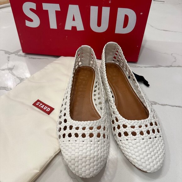 STAUD Nell Woven Leather Ballet Flats - Brand New With Box and Bag 39.5 - Picture 1 of 7